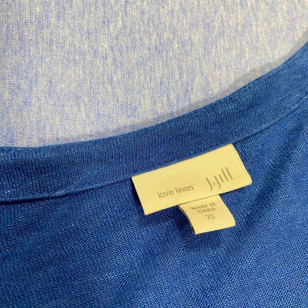 J. Jill Love Linen Women's Open Front Cardigan Sweater XL Blue - Picture 6 of 6